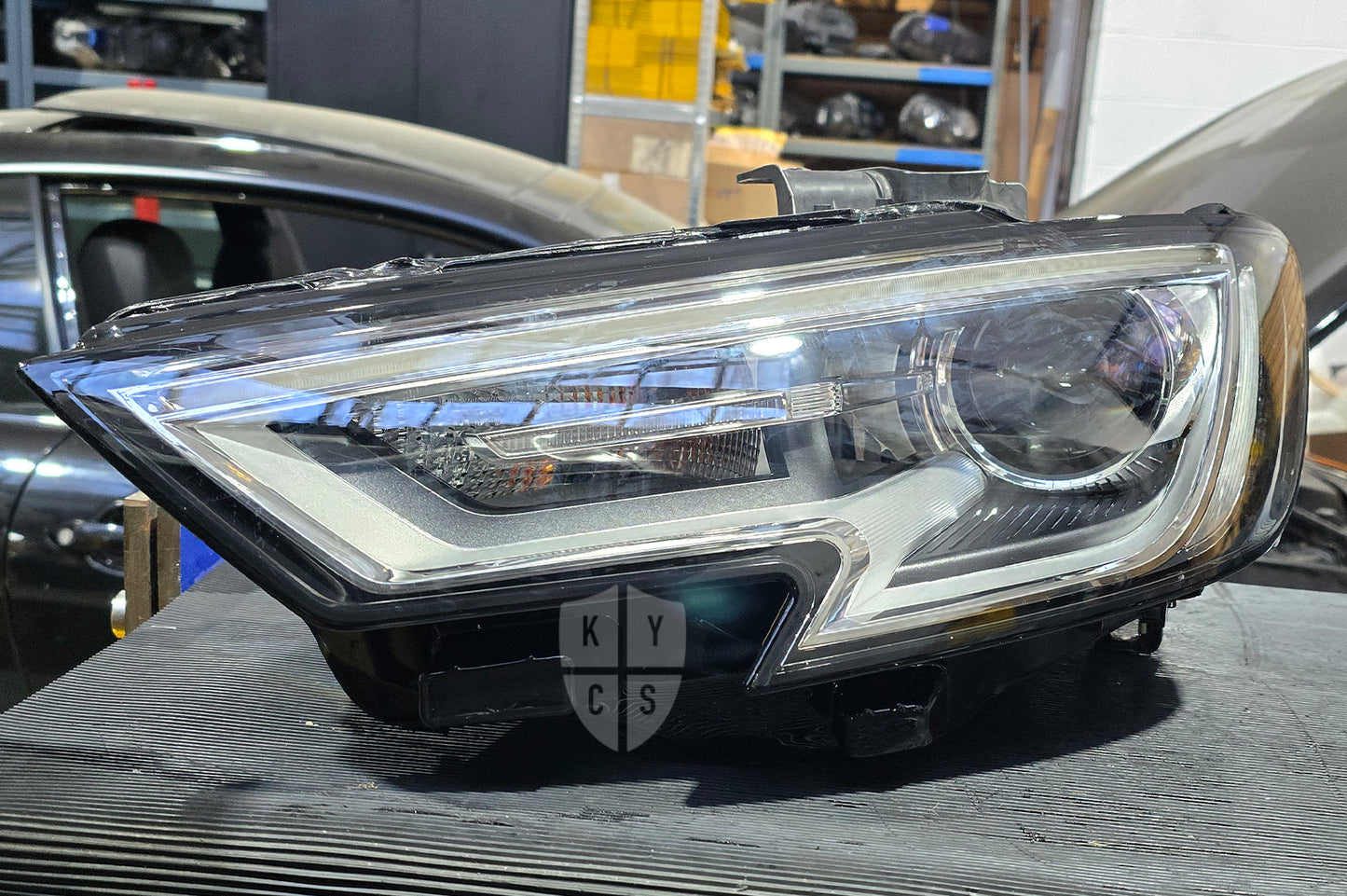 Audi A3 S3 RS3 8V headlight repair: cracked, yellowed or damaged headlight lens replaced with a new lens