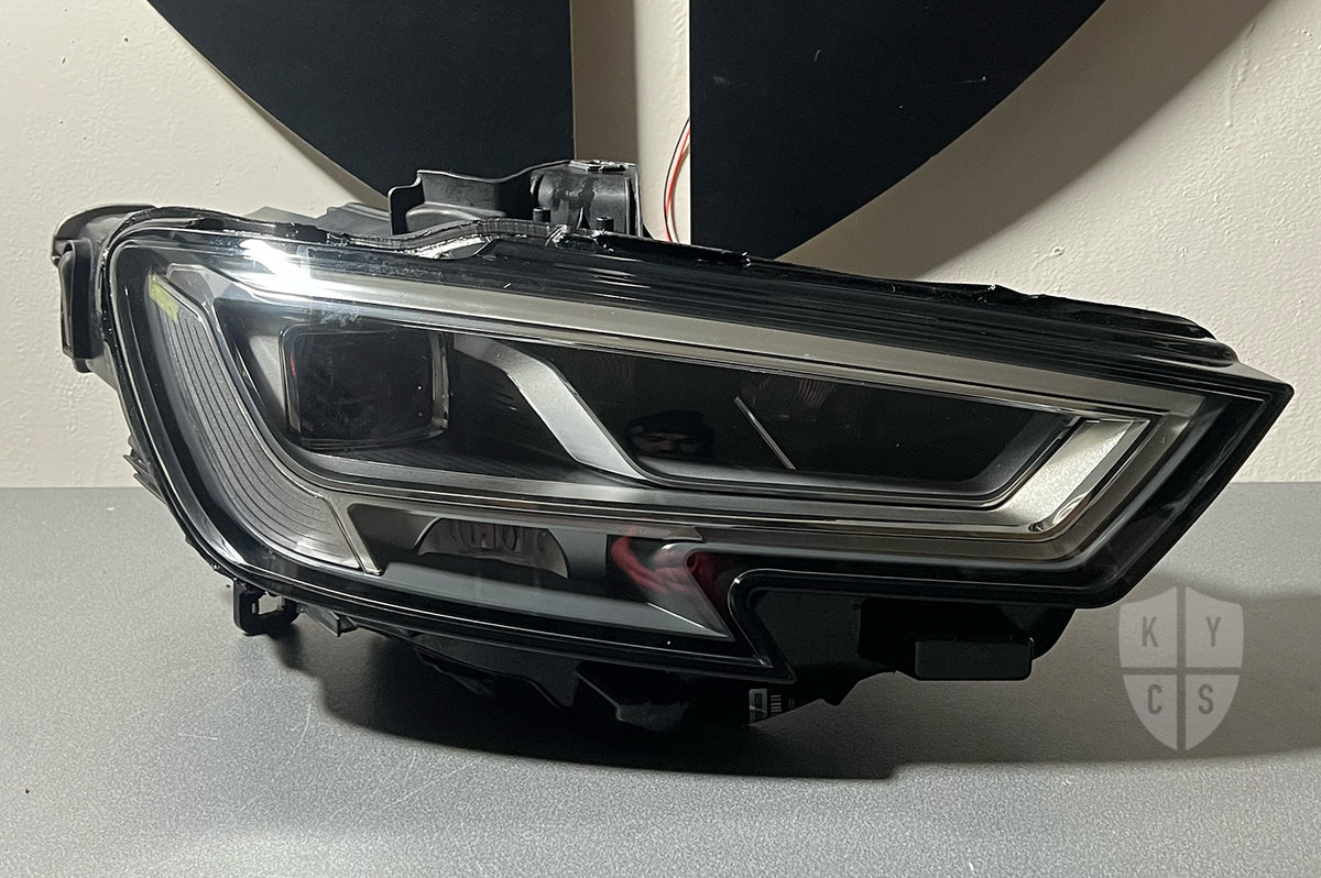 Audi A3 S3 RS3 8V headlight repair: cracked, yellowed or damaged headlight lens replaced with a new lens (photo 8)