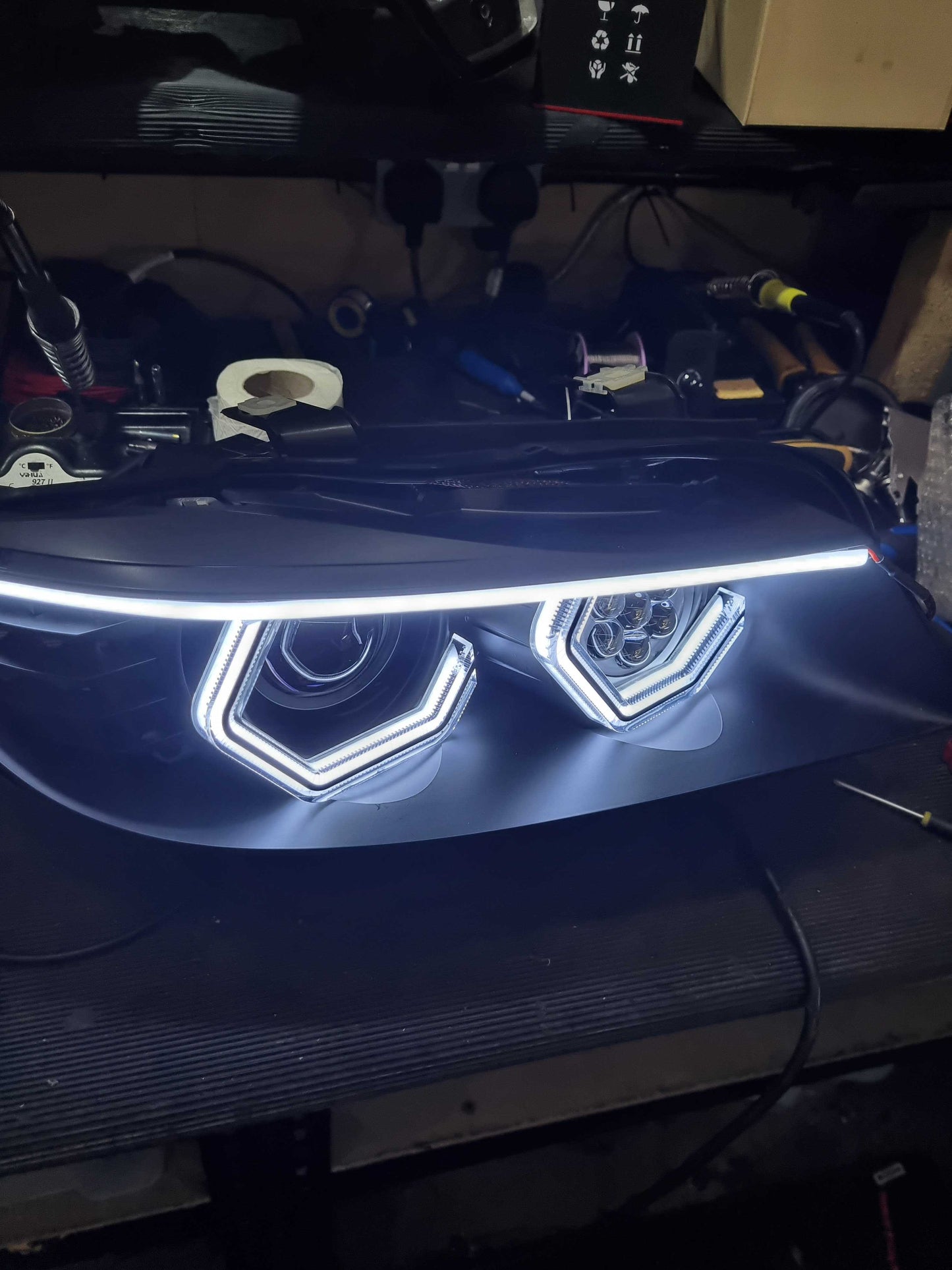 Available Now - E90/E91 Halogen (BavGruppe Design Vision Dual Colour White/Orange Angel Eyes)