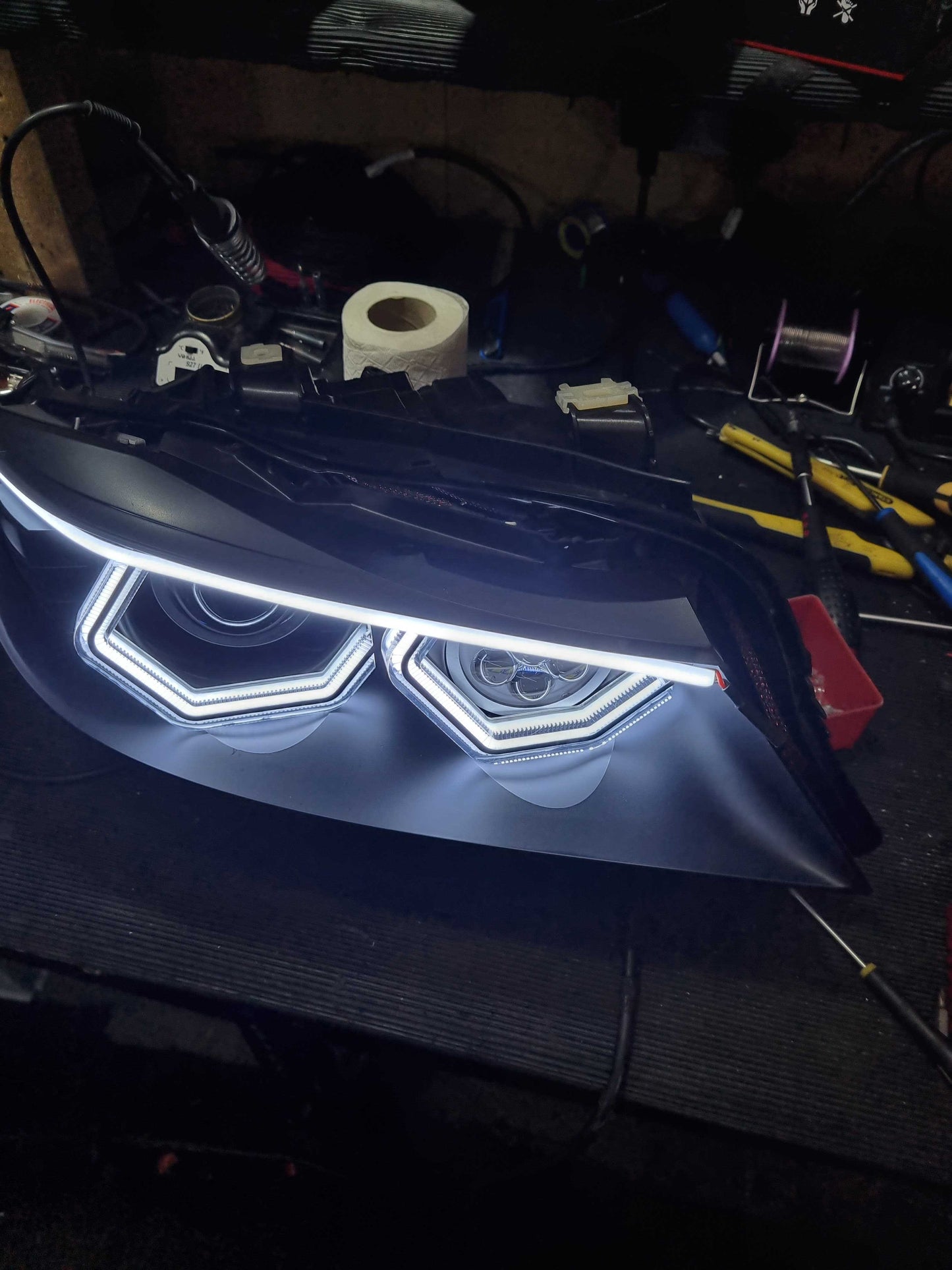 Available Now - E90/E91 Halogen (BavGruppe Design Vision Dual Colour White/Orange Angel Eyes)