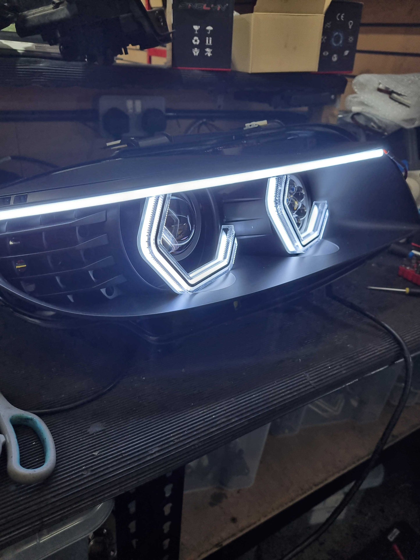 Available Now - E90/E91 Halogen (BavGruppe Design Vision Dual Colour White/Orange Angel Eyes)