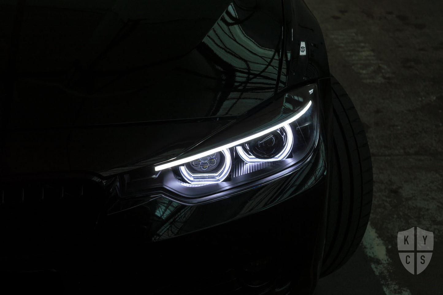 Select the following options to get the same headlights pictured above: BavGruppe Design 3/4 DTM Angel Eyes (White) | Modern Blackout Paintwork | Bi-LED 2.5" Projector With LED Bulb | High Beam LED Unit (Array Style) | LED Eyebrow Strip (Switchback) | New Lenses | LED Indicators
