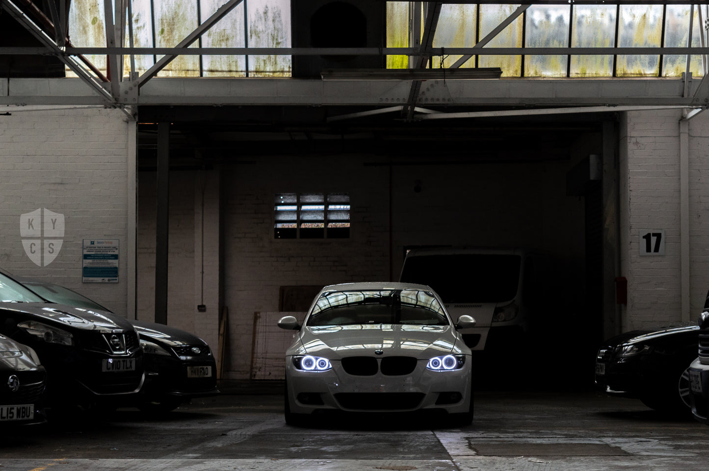 KYCS Exx Full Circle Angel Eyes (White) • Classic Blackout • LED Indicators • Indicator Lenses Removed