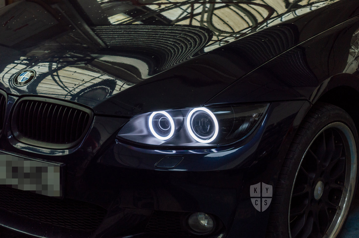 KYCS Exx Full Circle Angel Eyes (White) • Classic Blackout • Indicator Lenses Removed