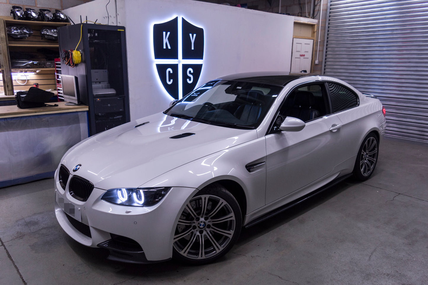KYCS Gxx Angel Eyes (White) • Classic Blackout • LED Indicators • Indicator Lenses Removed