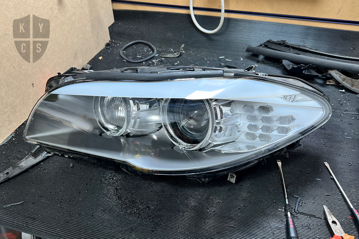 BMW 5 Series F10 F11 F07 Headlight Refurbishment & Repair From Water Damage