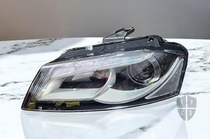 New replacement headlight lens for Audi A3 S3 RS3 8P facelift (2008 to 2013) (view 1): headlight lens replacement for cracked, yellowed or damaged lenses, headlight repair