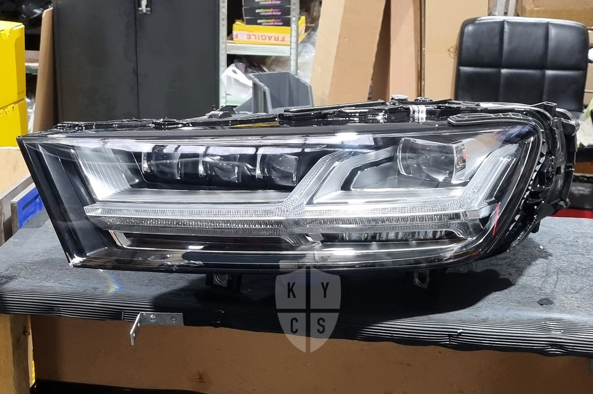New replacement headlight lens for Audi Q7 SQ7 4M pre-facelift (2015 to 2019): headlight lens replacement for cracked, yellowed or damaged lenses, headlight repair