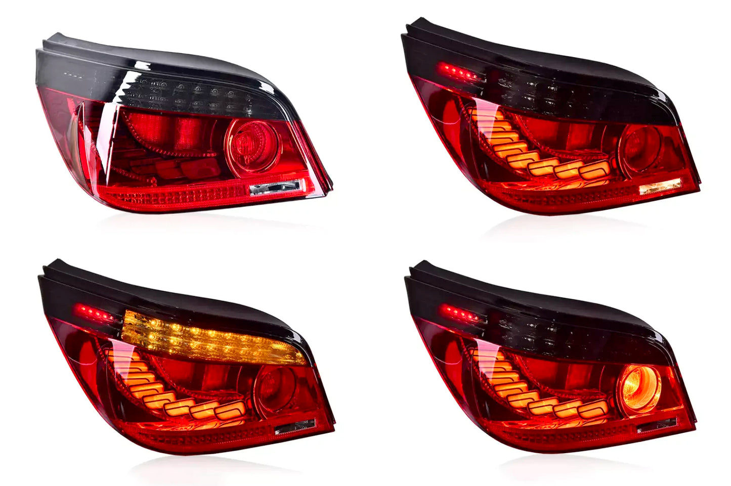 BayOptiks - BMW E60 5 Series & M5 Tail Lights - Sequential OLED GTS Style (Smoked Red)