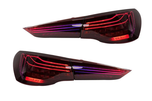 BayOptiks - BMW G22 4 Series & M4 Tail Lights - CSL RGB Colour Chasing Laser Style (Red)