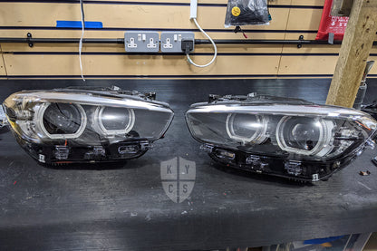 New replacement headlight lens for BMW 1 Series F20 F21 facelift (2015 to 2019) (view 1): headlight lens replacement for cracked, yellowed or damaged lenses, headlight repair