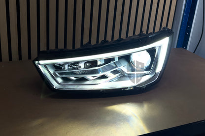 Audi A1 S1 8X facelift headlight with a new lens: headlight lens replacement and repair service, 2 year warranty