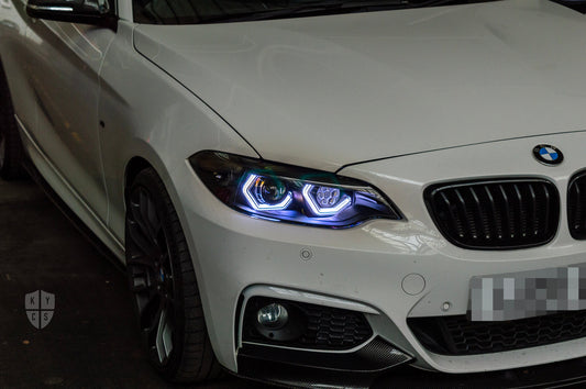 BMW 2 Series & M2 (F22 F23 F87) headlight with a new replacement lens, by KYCS