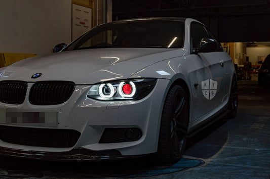 BMW 3 Series (E92 E93 LCI) headlight with a new replacement lens, by KYCS