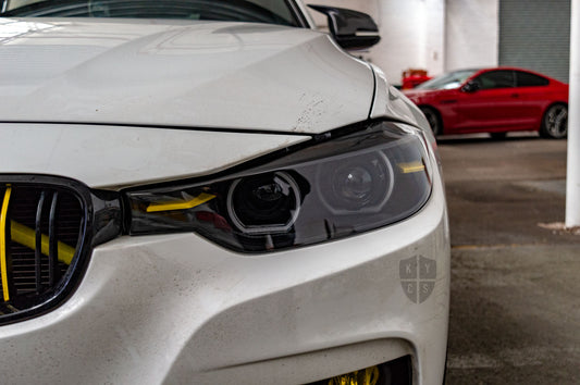 BMW 3 Series (F30 F31 Pre LCI) headlight with a new replacement lens, by KYCS