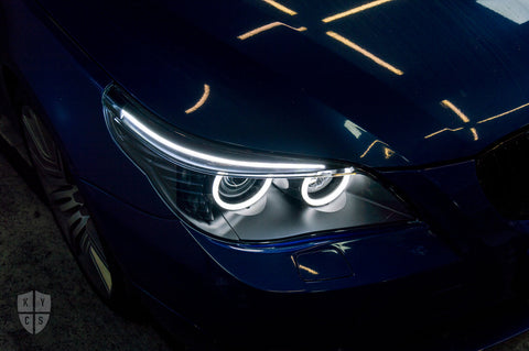 BMW 5 Series & M5 (E60 E61 LCI) headlight with a new replacement lens, by KYCS