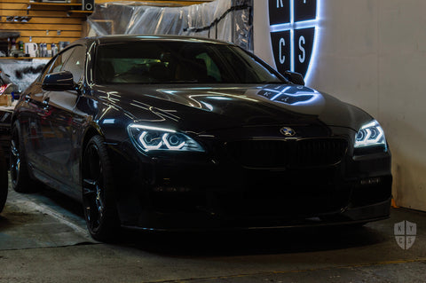 Pair of BMW 6 Series & M6 (F06 F12 F13 Pre LCI Xenon/Adaptive Xenon) headlights with new replacement lenses, by KYCS