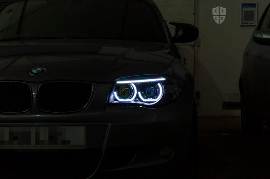 E81 E82 E88 LCI -  3/4 DTM Angel Eyes (BMW 1 Series & 1M Halogen Headlights)