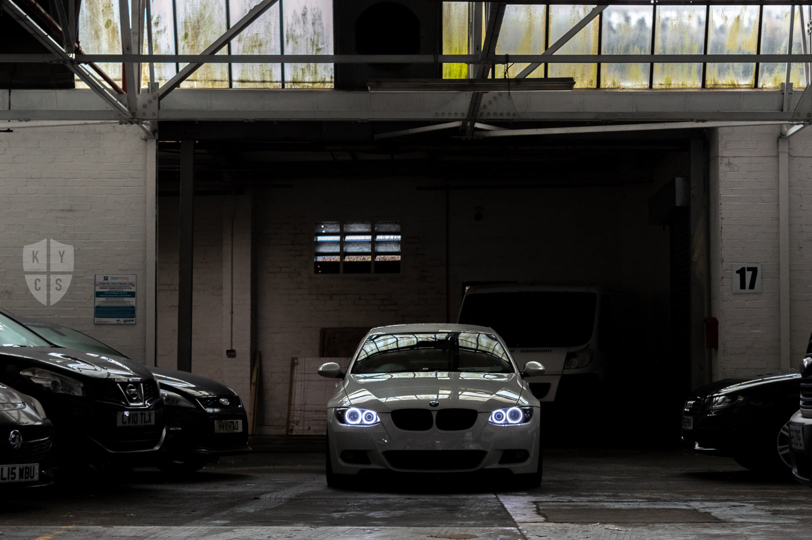 KYCS Exx Full Circle Angel Eyes (White) • Classic Blackout • LED Indicators • Indicator Lenses Removed
