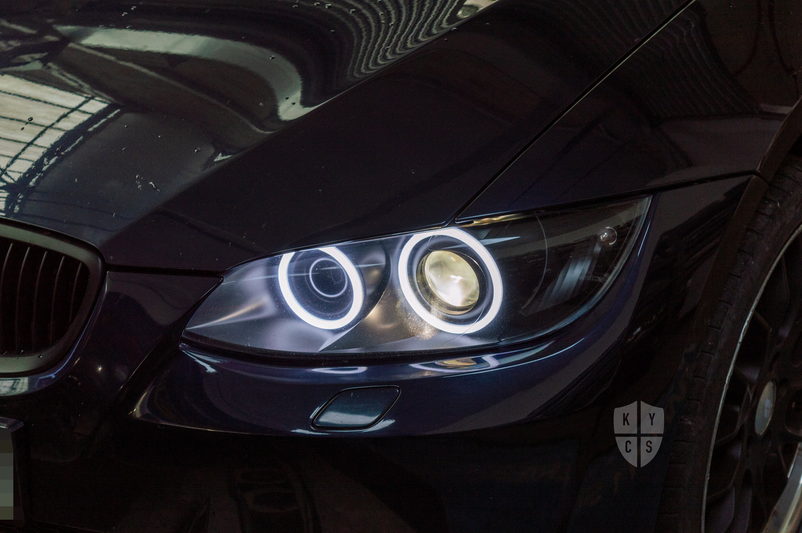 KYCS Exx Full Circle Angel Eyes (White) • Classic Blackout • Indicator Lenses Removed