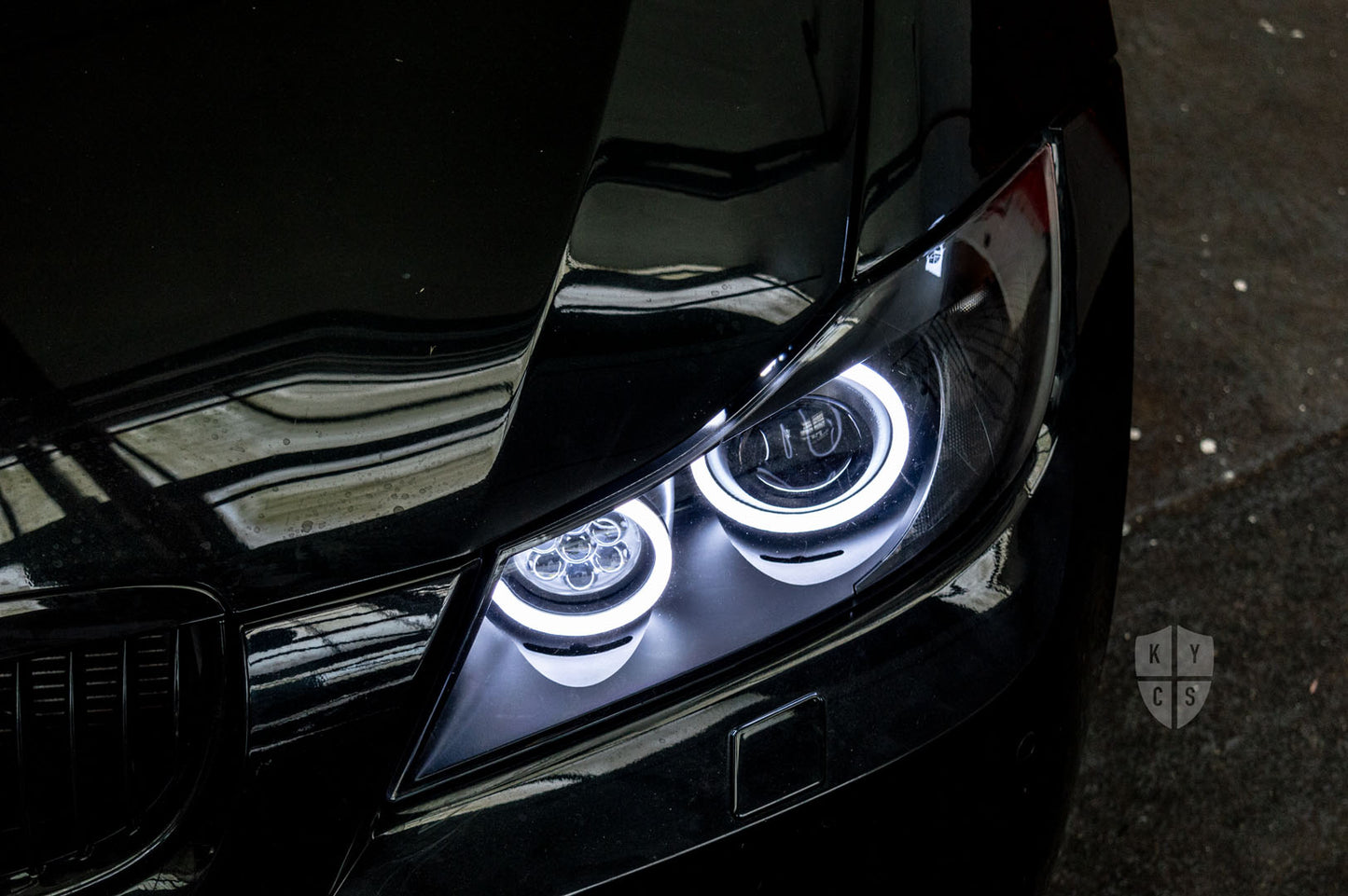 Headlight options on the above vehicle: KYCS (white) angel eyes | Classic blackout | Upgraded high beam (high beam LED unit array style) | New headlight plastic lenses/covers | LED indicators