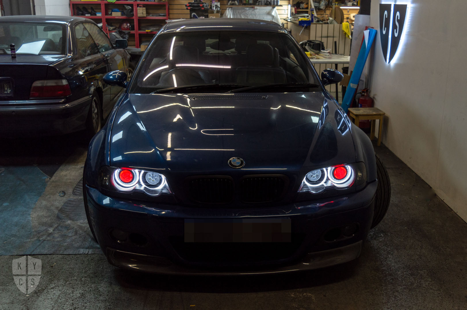 Headlight options on the above vehicle: KYCS (white) angel eyes | Classic blackout | Upgraded high beam (high beam LED unit array style) | Red demon eye | New headlight plastic lenses/covers