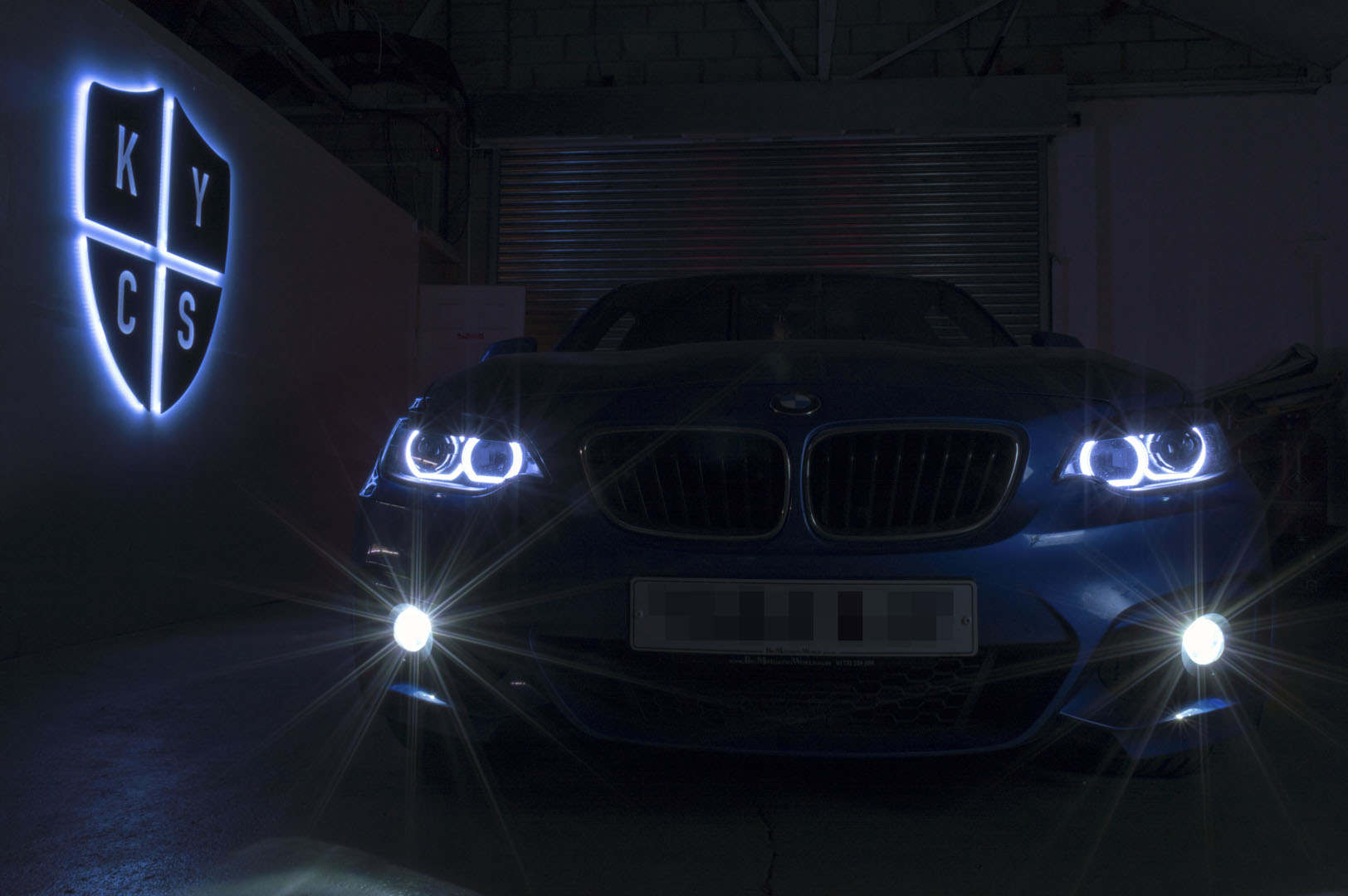 BMW 2 Series E87 & F22 F23 F87 (Pre LCI Halogen) Custom Headlights. Equipped With The Following Options: KYCS DTM Angel Eyes (White) | Bi-LED Projector