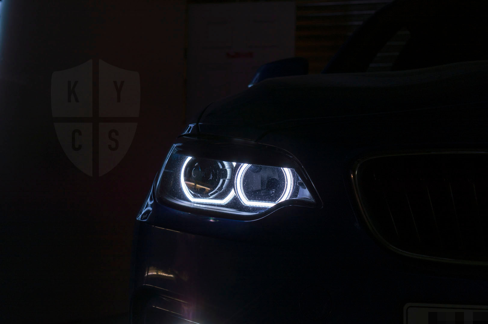 BMW 2 Series E87 & F22 F23 F87 (Pre LCI Halogen) Custom Headlights. Equipped With The Following Options: KYCS DTM Angel Eyes (White) | Bi-LED Projector