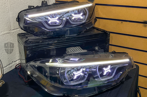 New replacement headlight lens for BMW 4 Series & M3 M4 F32 F33 F36 F80 F82 F83 facelift (2017 to 2020) (view 1): headlight lens replacement for cracked, yellowed or damaged lenses, headlight repair