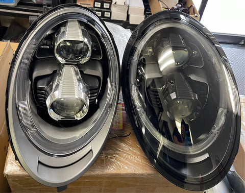 New replacement headlight lens for Porsche 911 991 with a black border (2011 to 2019)